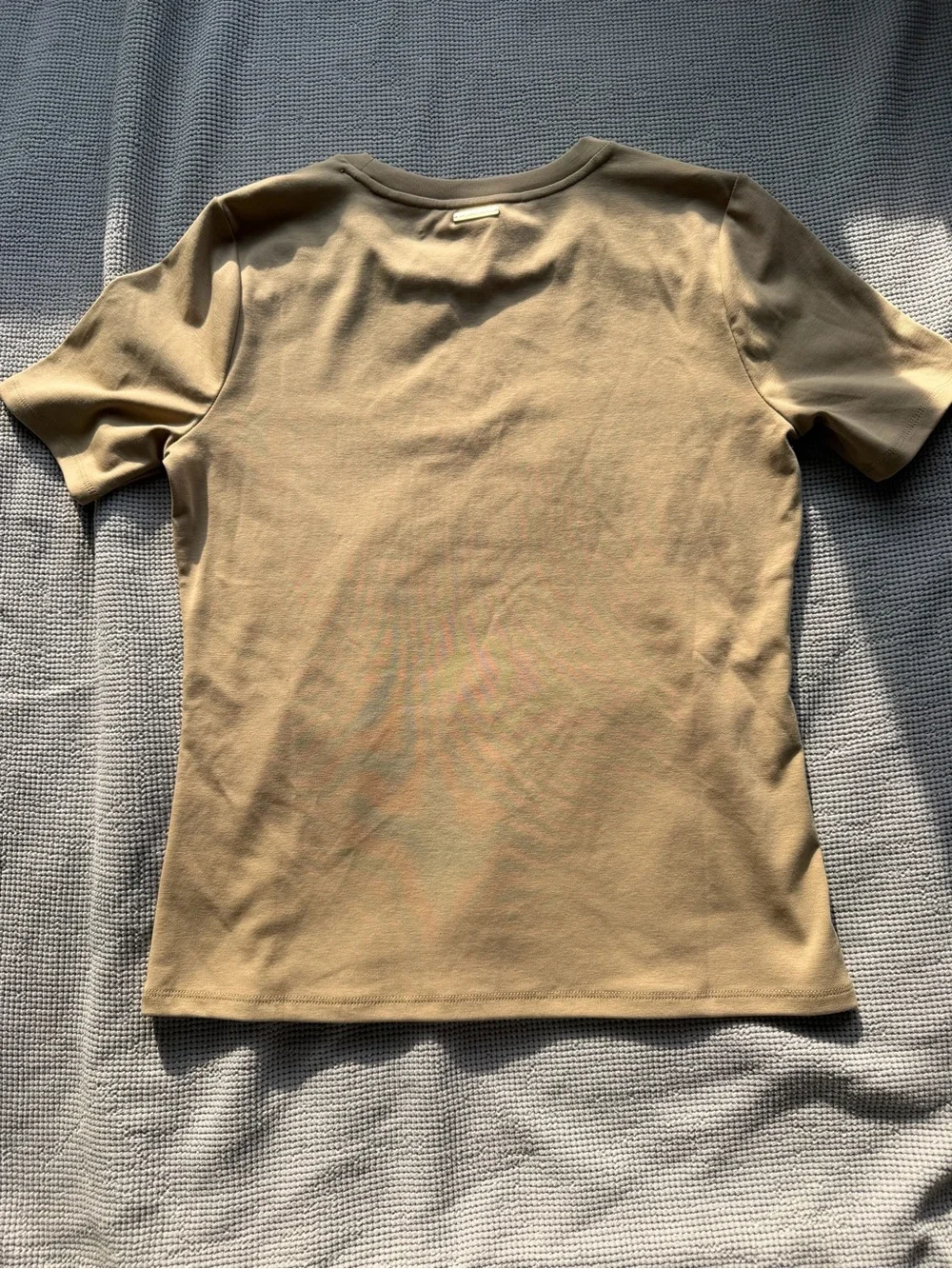 Michael Kors Olive-Tan Short Sleeve Tee with Shoulder Grommet Detail